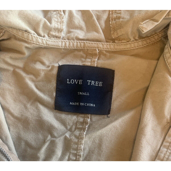 Love Tree Free People Canvas Cargo Coat Womens Small Cream Hooded Utility Jacket - Picture 7 of 14